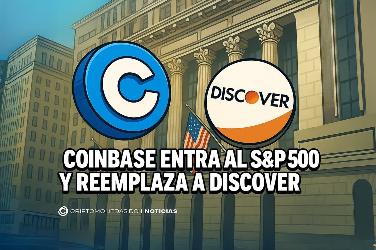 Coinbase entra al S&amp;P500 y reemplaza a Discover