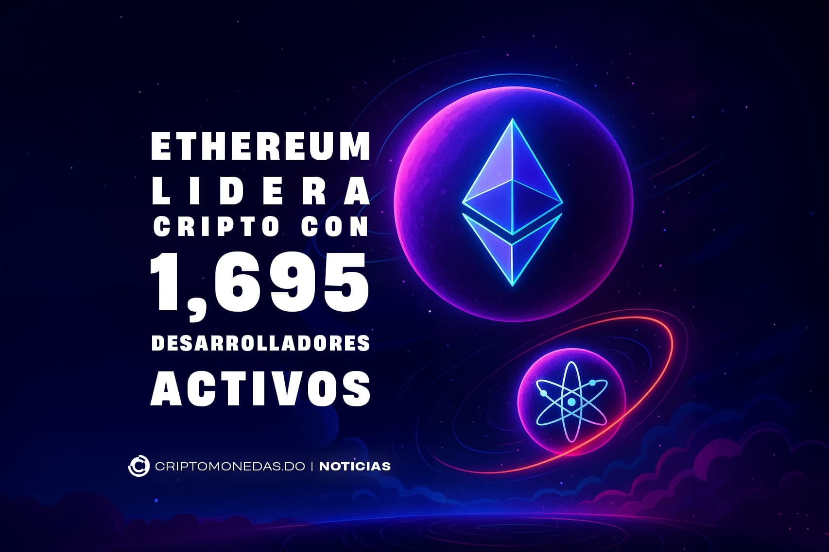 Ethereum lidera cripto con 1,695 desarrolladores activos